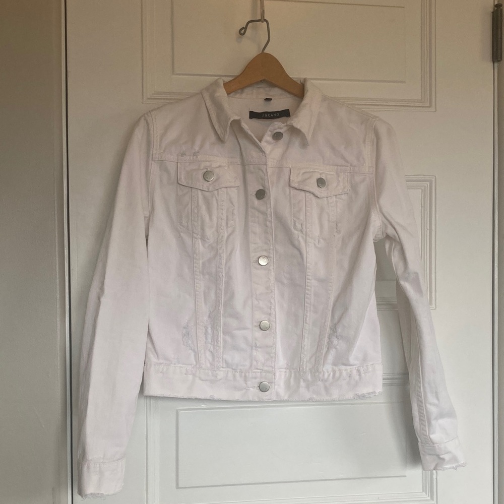 J Brand Distressed White Jean Jacket